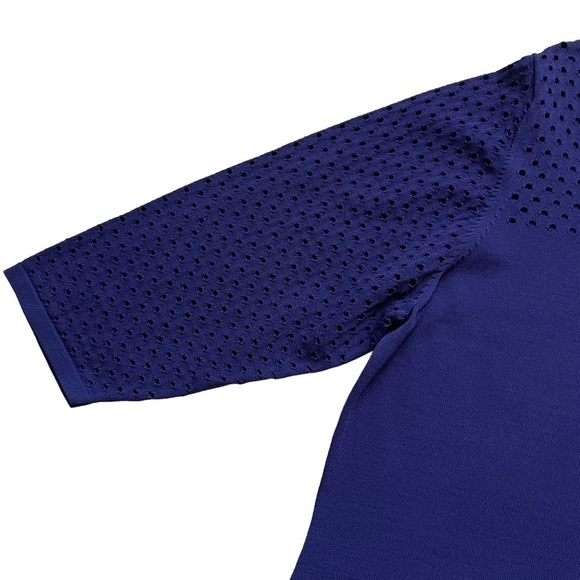 Lane Bryant Women’s Navy Knit Dress Plus Size 22/24 Stretchy  Open Knit Sleeves - Picture 4 of 8